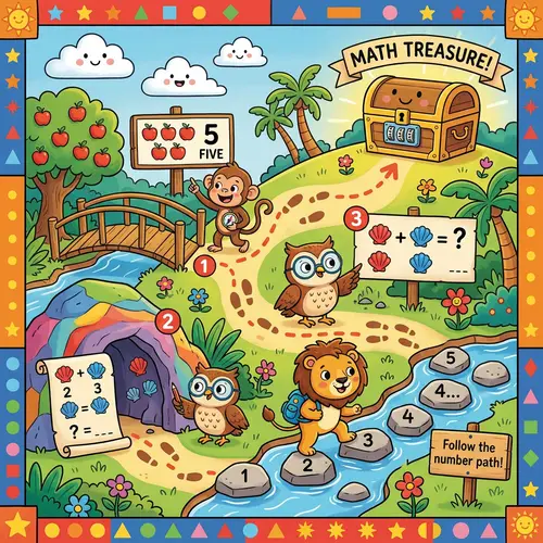 Colorful Math Adventure Puzzles for Preschool Kids