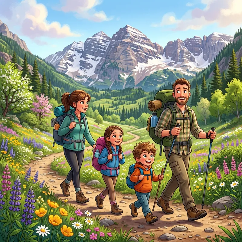 Family Hiking Adventure in Stunning Mountains Family Hiking Adventure in Stunning Mountains