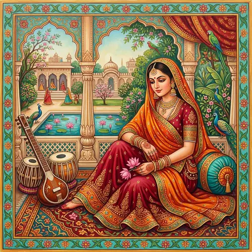 Colorful Painting of Traditional Indian Woman | Indian Culture Art