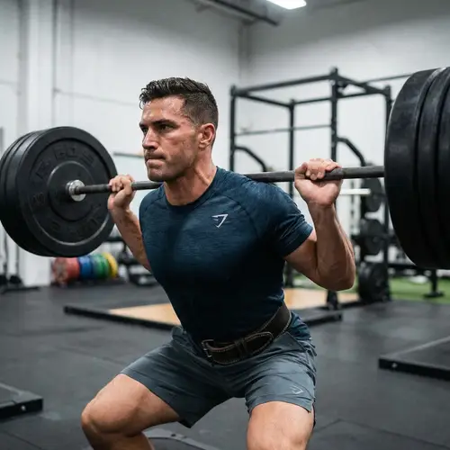 Super Handsome Bodybuilder Squats with Power