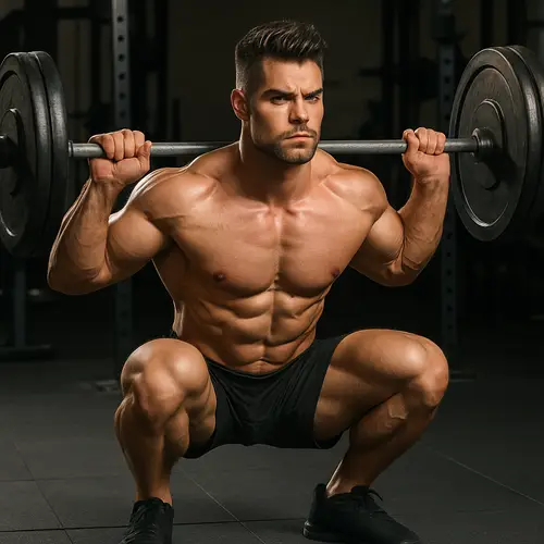 Super Handsome Bodybuilder Squats with Power