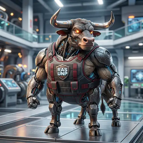 Futuristic Cybernetic Bull Mascot 3D Animation