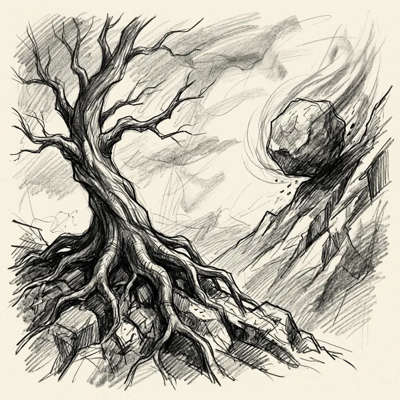 Symbolic Depiction of Tenacity: Monochromatic Pencil Art