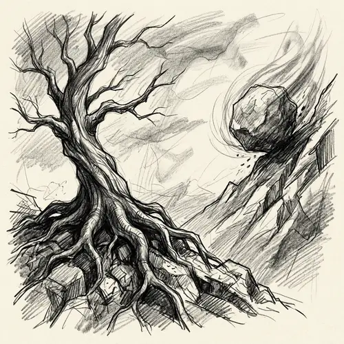 Tenacity in Monochrome: Symbolic Pencil Sketch