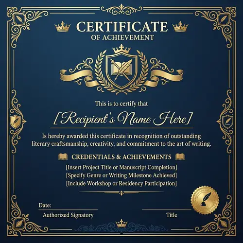 Elegant Royal Writer Certificate Template