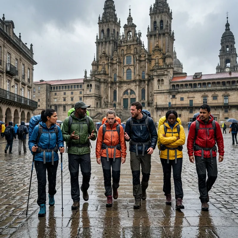 Dramatic Arrival of Six Hikers in Santiago de Compostela