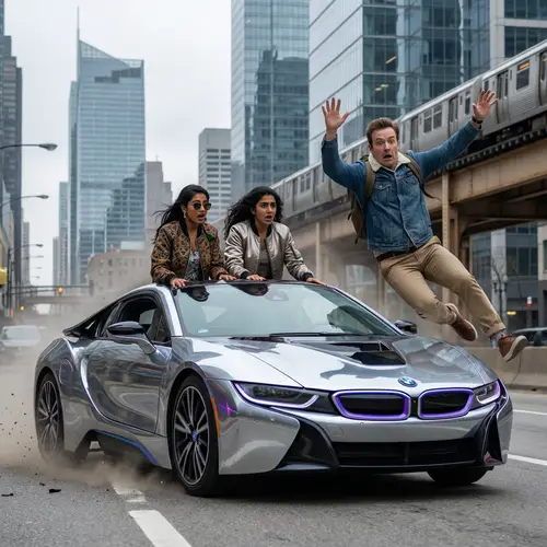 Stylish South Asian and Middle-Eastern Girls in Futuristic Car Scene