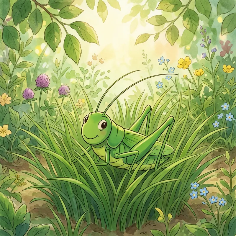 Charming Grasshopper in Lush Greenery | Garden Delight