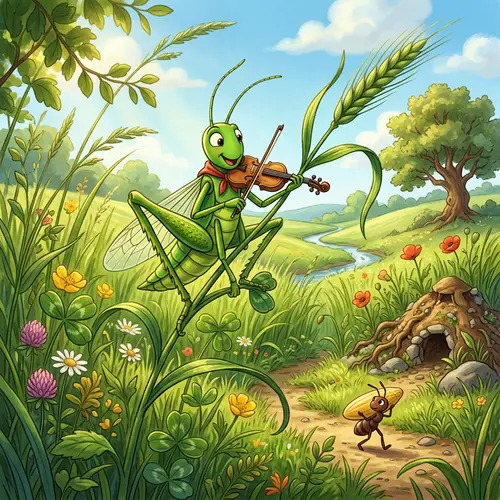 Grasshopper Animated Tale in Verdant Meadow