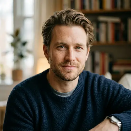 Caucasian Man Portrait with Dark Blonde Hair
