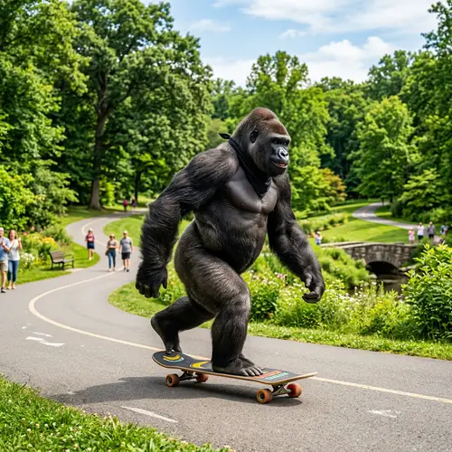 Skateboarding Gorilla: A Park Adventure