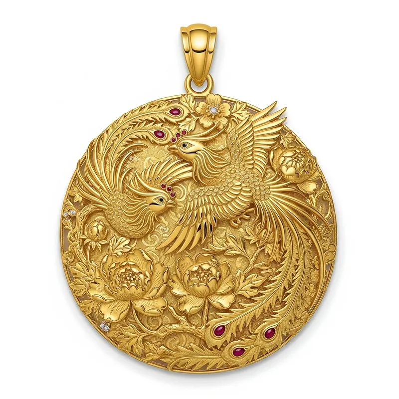 Elegant Gold Pendant with Traditional Chinese Patterns Elegant Gold Pendant with Traditional Chinese Patterns