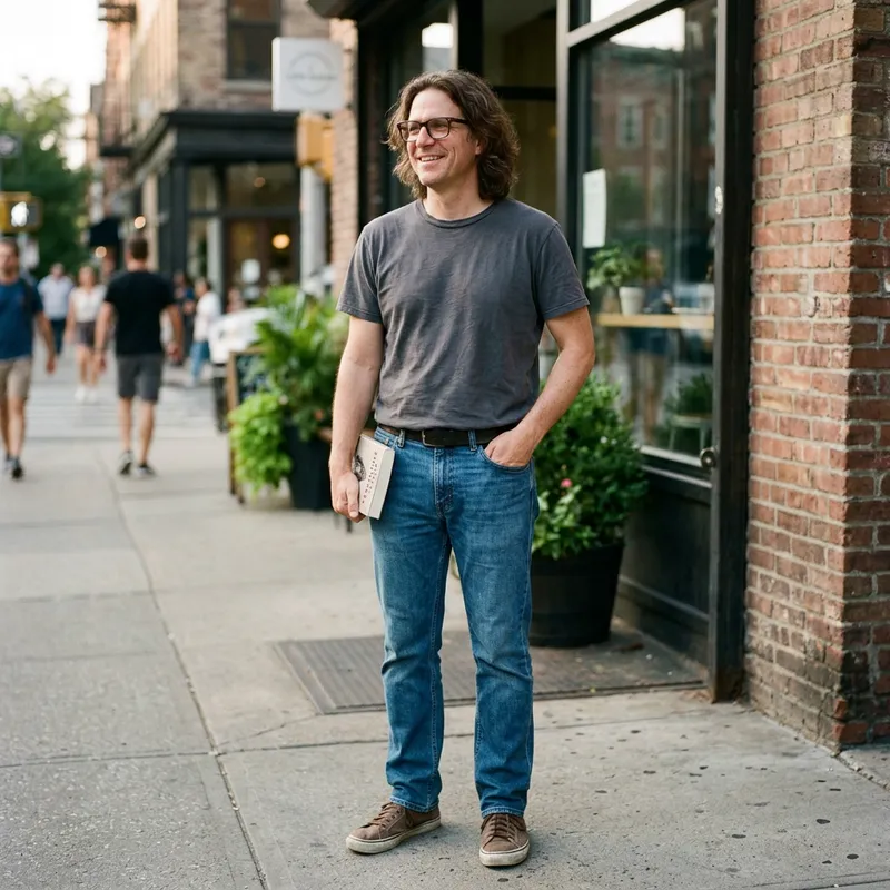 Friendly Individual with Medium-length Hair and Glasses