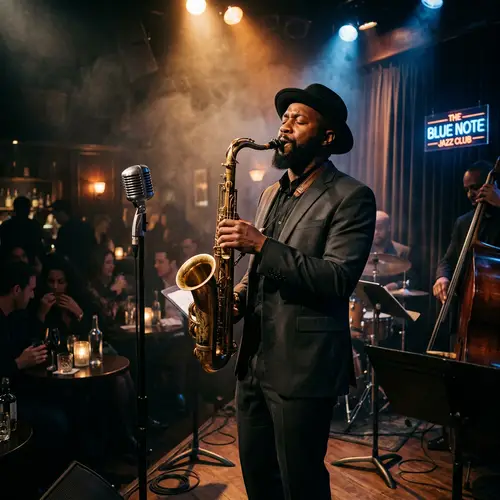 Live Saxophone Performance in a Jazz Bar