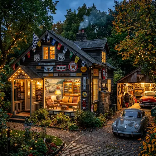 Vintage Automotive Themed Holiday Home | Car Memorabilia Decor