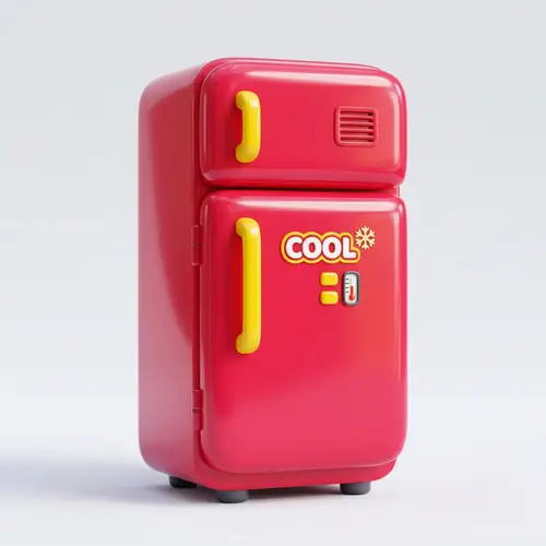 Vibrant Red and Yellow 3D Refrigerator Icon