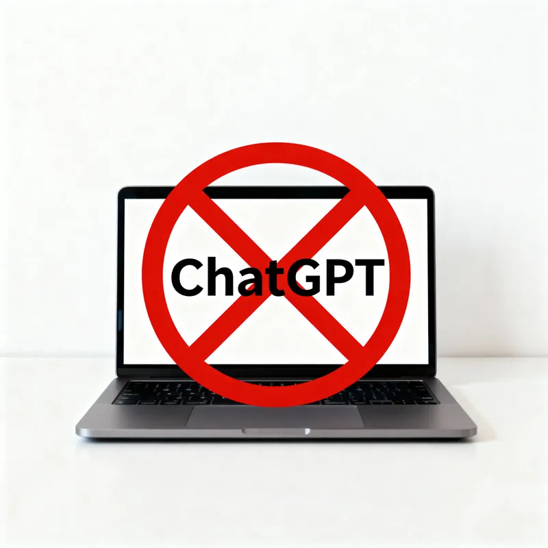 Prohibited ChatGPT: Minimalist Laptop Visual