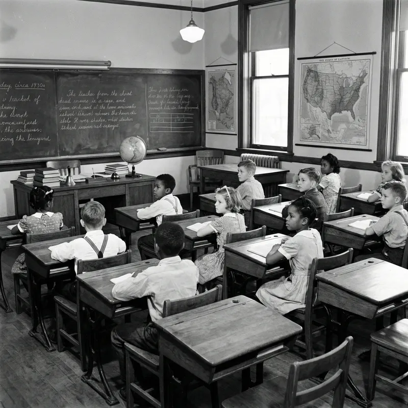Traditional Education Classroom in Black and White
