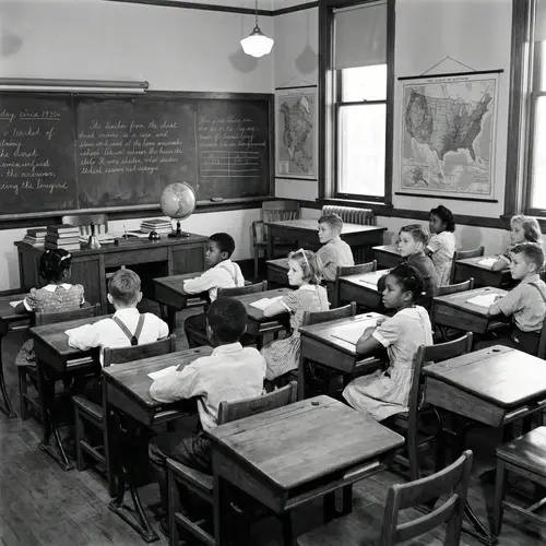 Traditional Education Classroom in Black and White