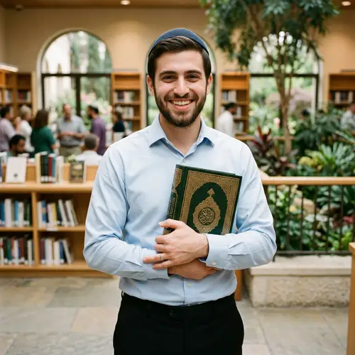 Serene Jewish Man Holding Holy Quran