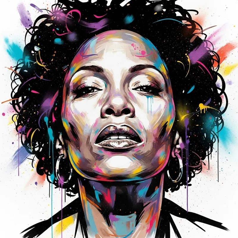 Abstract Graffiti Art - Woman's Face