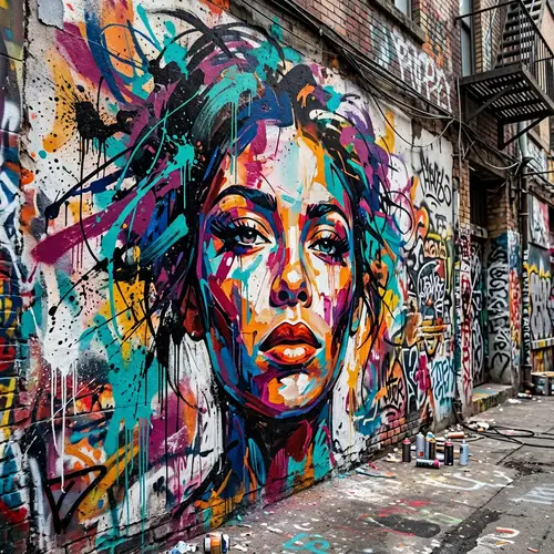 Abstract Graffiti Art - Woman's Face