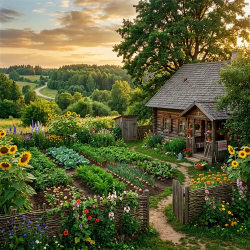 Rustic Belarusian Garden: Charm Amidst Rolling Hills