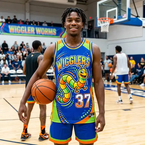 Unique Basketball Jersey with Wiggly Worm Design