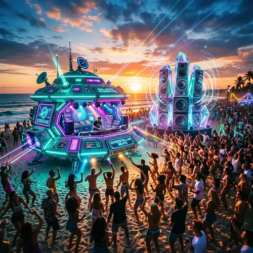 Alien Spaceship DJ Booth on Sunset Beach