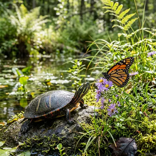 Turtle and Butterfly: Nature's Unique Duo