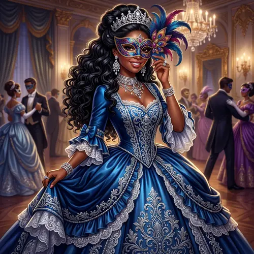 Stunning African American Woman in Victorian Ball Gown