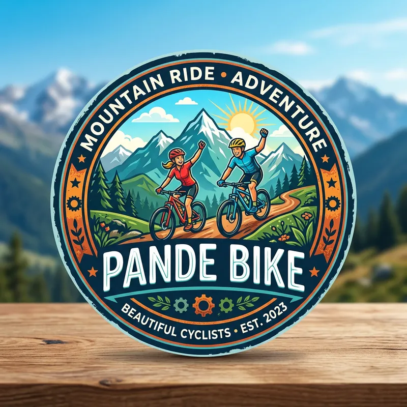 Pande Bike: Joyful Cyclists Mountain Ride Logo Pande Bike: Joyful Cyclists Mountain Ride Logo