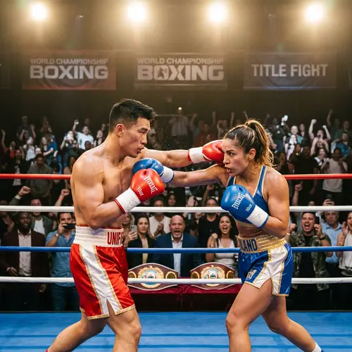 Championship Boxing Match: Asian Male vs. Hispanic Female - Unified Belts