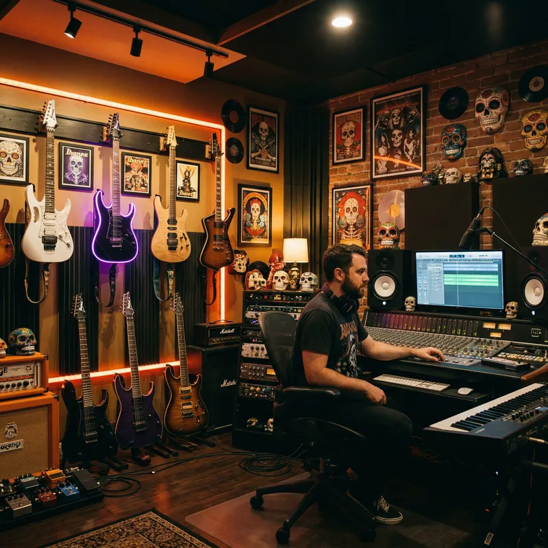 Music Recording Studio with Ibanez Guitars