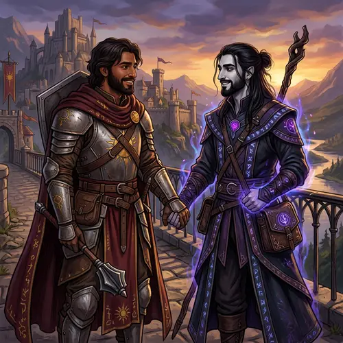 Fantasy Dungeons & Dragons Cleric and Dark Magic User Duo