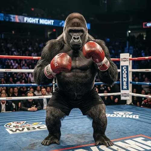 Gorilla in Boxing Gloves: Strength and Power