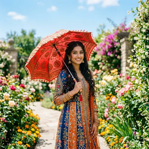 Beautiful South Asian Girl in Vibrant Traditional Outfit