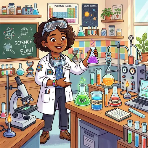Fun Cartoon Scientist for Kids' Education
