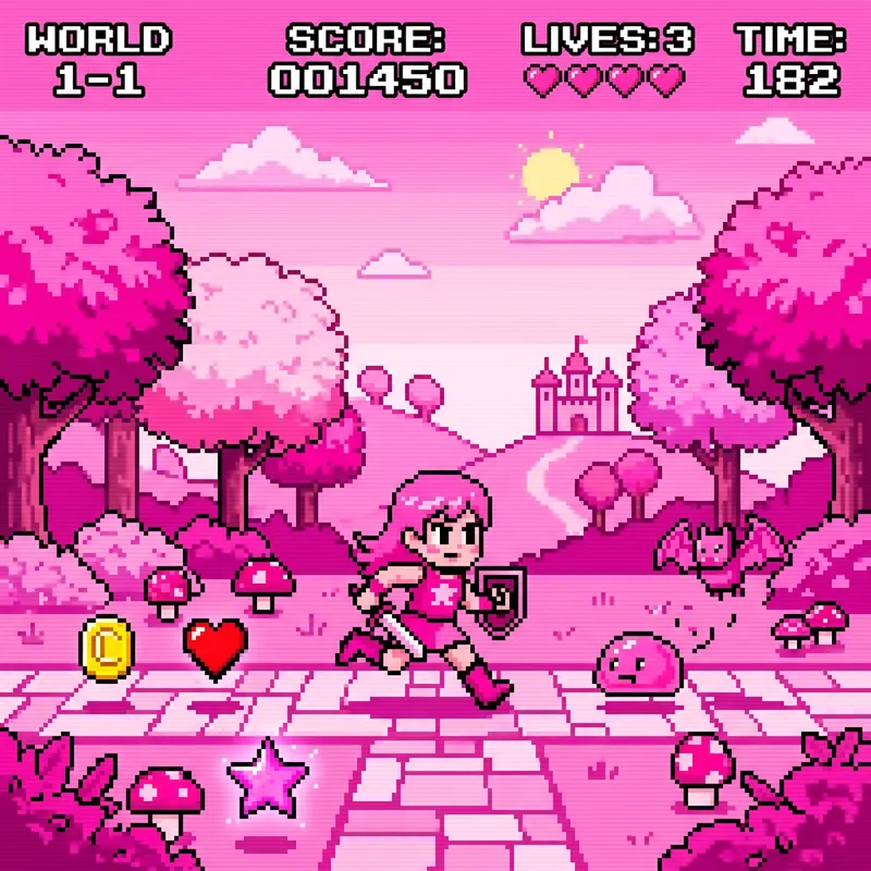 Pink Pixel Videogame Adventure Pink Pixel Videogame Adventure