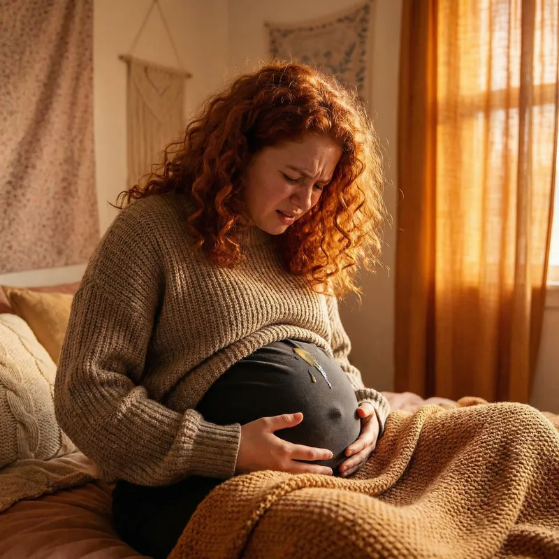 Pregnant Teen Girl in Distress: Realistic Artwork