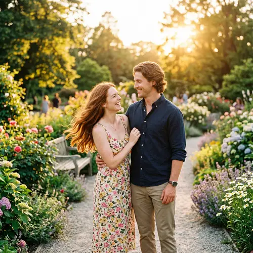 Romantic Moments in a Sun-Drenched Park