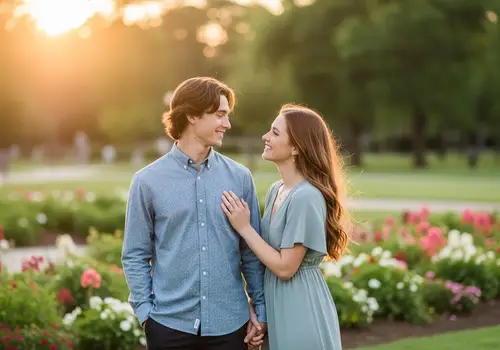 Romantic Moments in a Sun-Drenched Park