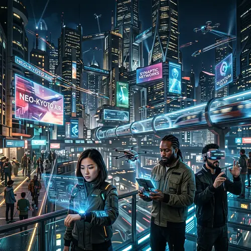 Futuristic Technology Cityscape - High-Tech Diversity