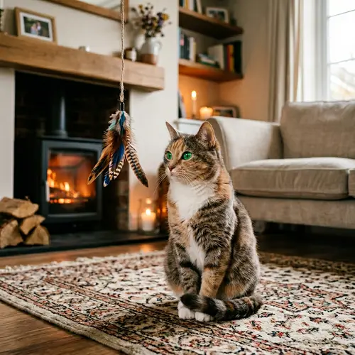 Unique Ginger, Grey, and White Domestic Cat | Cozy Room Setting