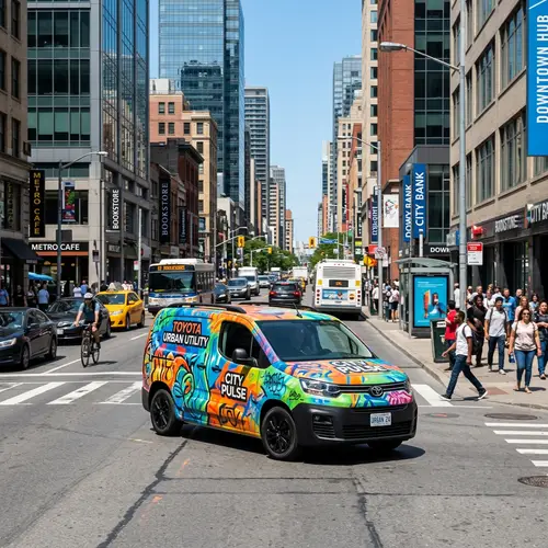 Urban Toyota Van: A Colorful City Journey