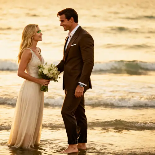 Blissful Newlyweds at the Beach