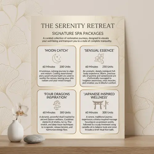 Luxurious & Enticing Spa Package Menu | High-Class Massage