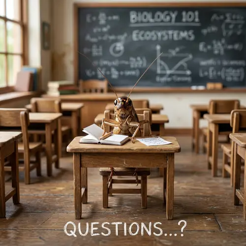 Curious Cricket in Classroom with Questions