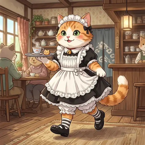 Animated Cat Maid Outfit - Cute and Playful Characters