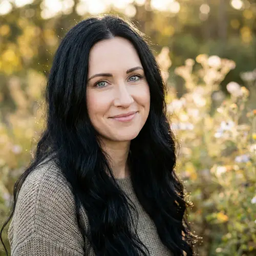 Stunning Woman with Long Black Hair and Blue Eyes